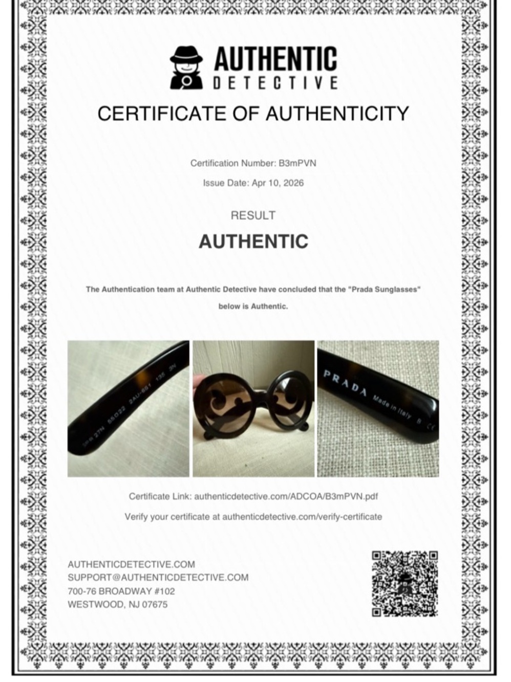 PRADA Baroque Tortoiseshell Sunglasses - Picture 8 of 8